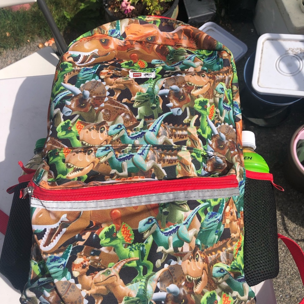 Lego Kids Dinosaur Print Backpack with Red Trim